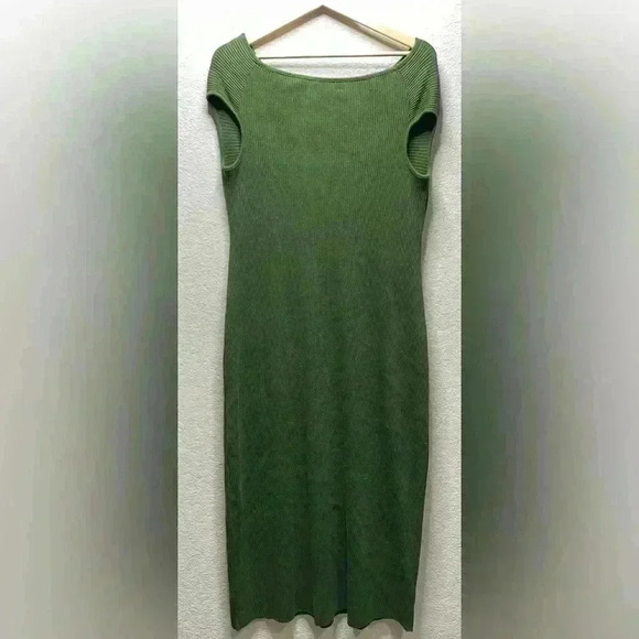 Vince Ribbed Twist Dress in Green (Size XL) NWT - Picture 4 of 8